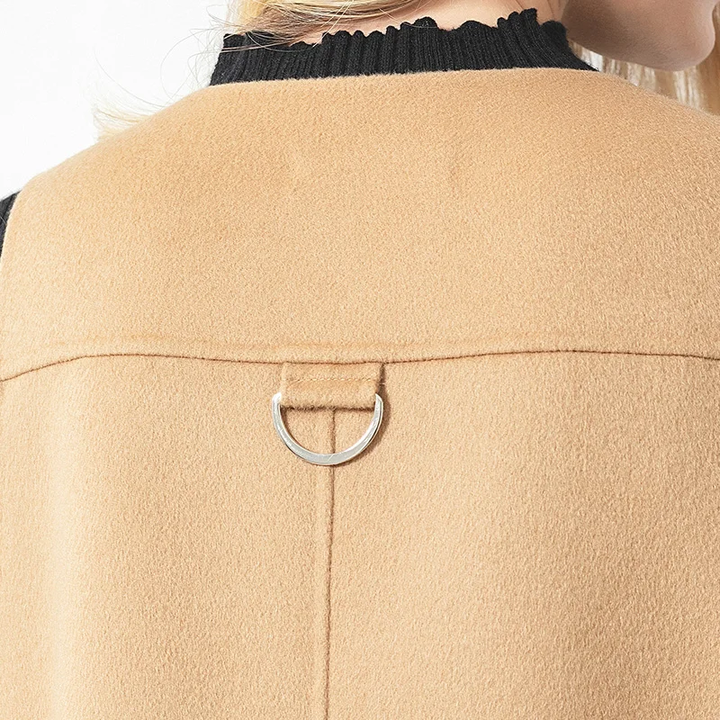 

VOA 14.75 Micron Small Cashmere Metal Zipper Placket Generous Pocket Tooling Handsome Cashmere Jacket SW1006