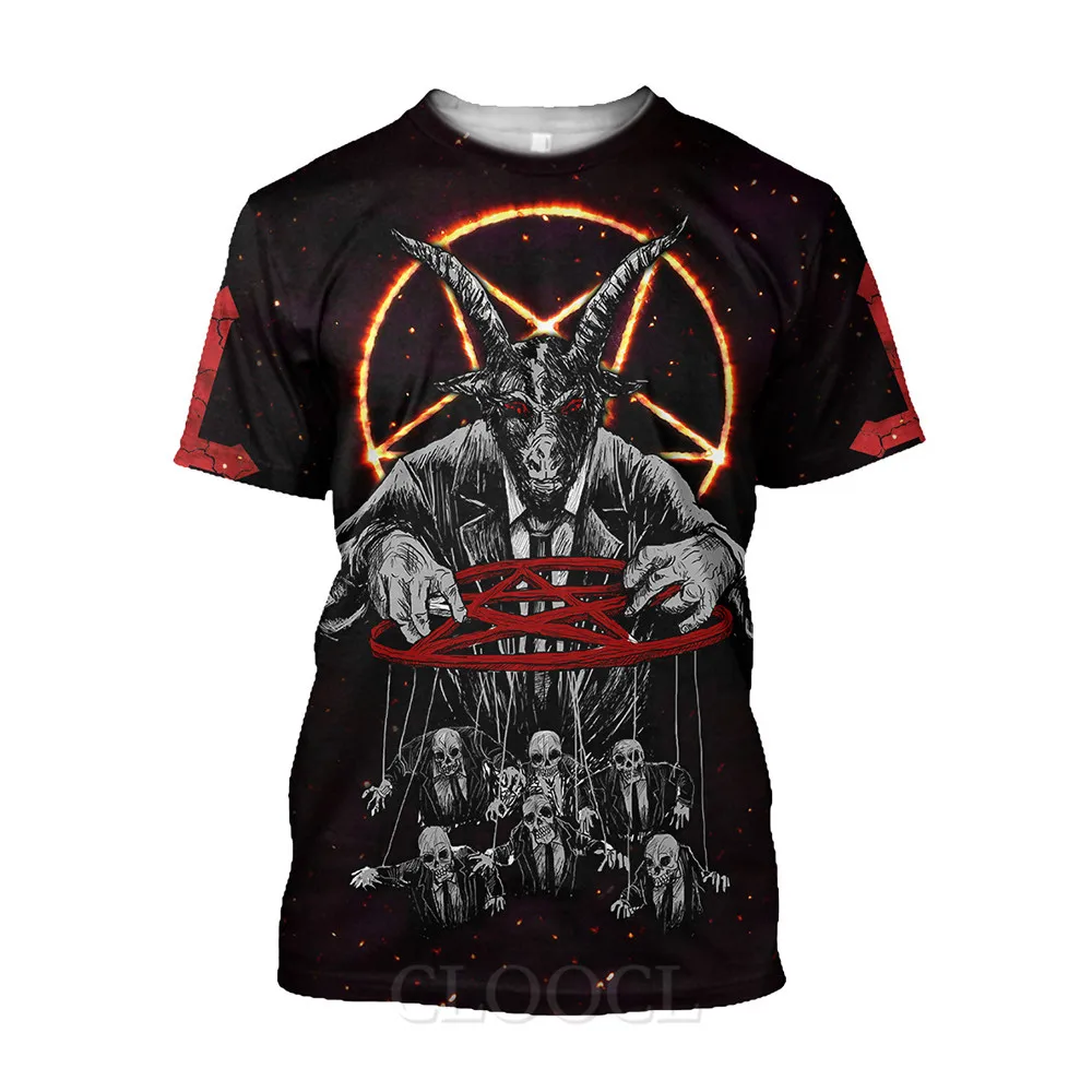 

CLOOCL Popular Satan Devil T-shirts 3D Graphics Pullovers Tops Six-pointed Star Puppet Zombie Harajuku Tshirts Men Clothing
