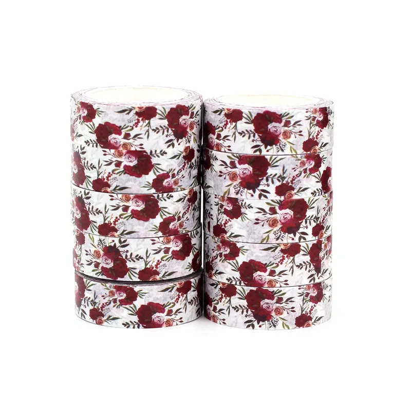 

NEW 10pcs/Lot Decorative Red Flowers Washi Tapes Japanese Paper DIY Scrapbooking Planner Adhesive Masking Tape Cute Stationery