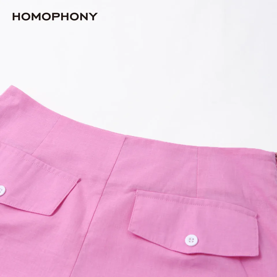 

Homophony Short Sets Casual Pockets Single Breasted Solid High Waist Shorts And Top Summer Set Women Outfit Tenue Ete Femme Y2K