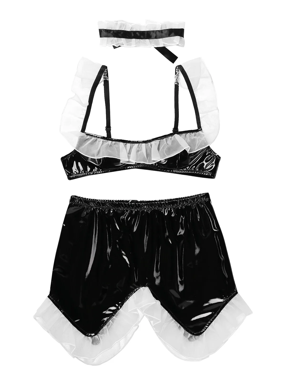 Женский костюм для косплея белая пикантная Кожаная Мини-юбка с чокером и