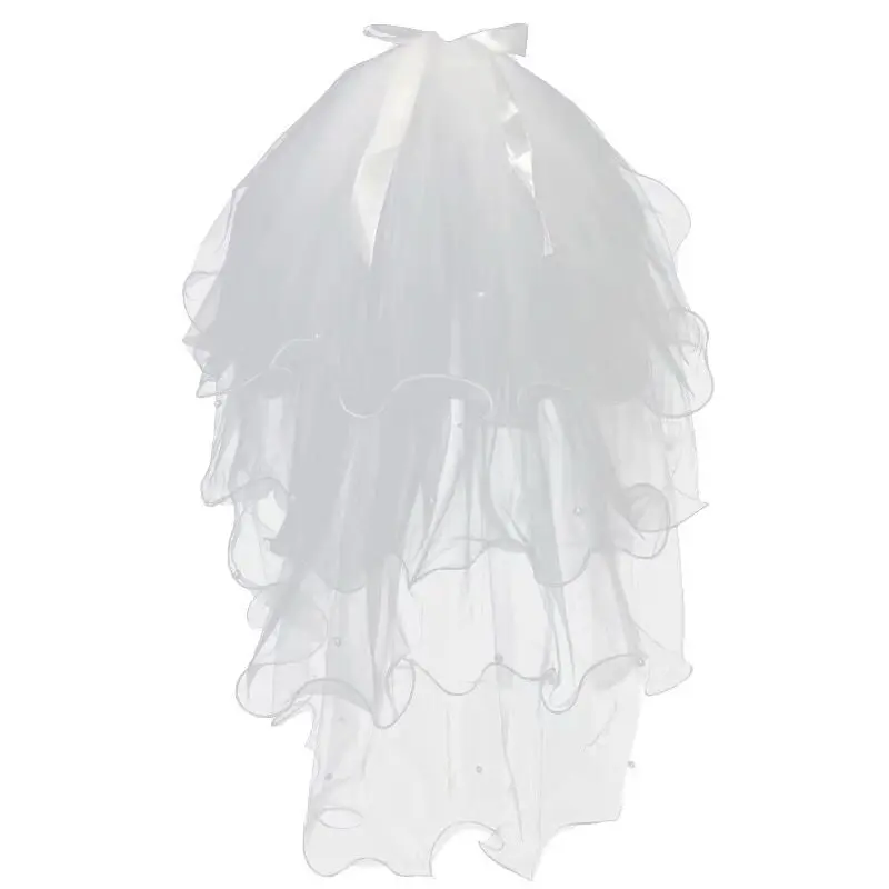 

New Fluffy Veil Women's Multi-Layer Short Trip Shoot Sweet Bridal Headdress Immortal Korean Wedding Bow