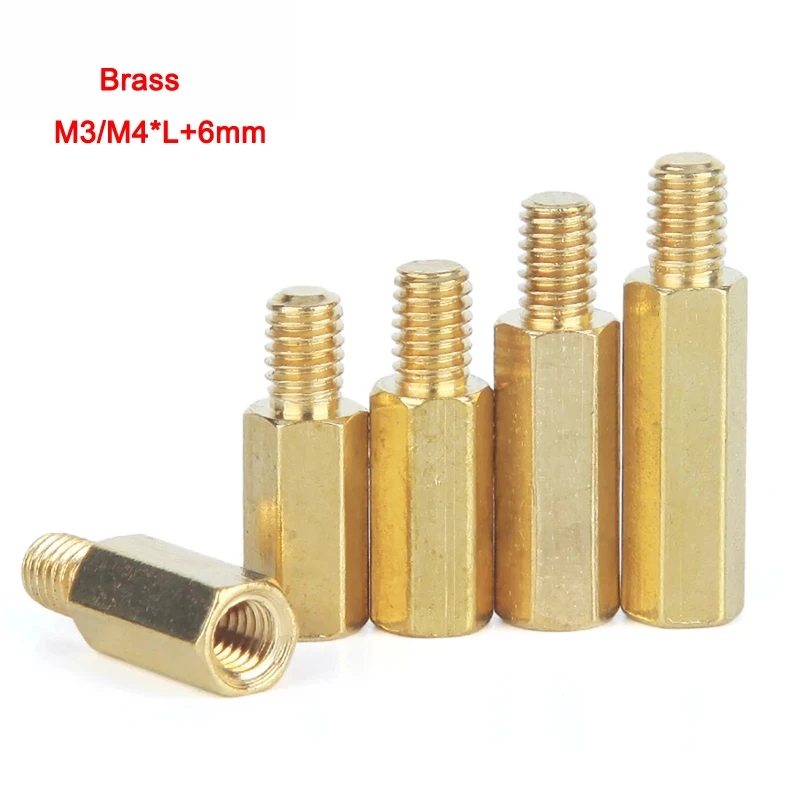 

5 шт., латунные шестигранные проставки M3/M4 * L + 6 мм
