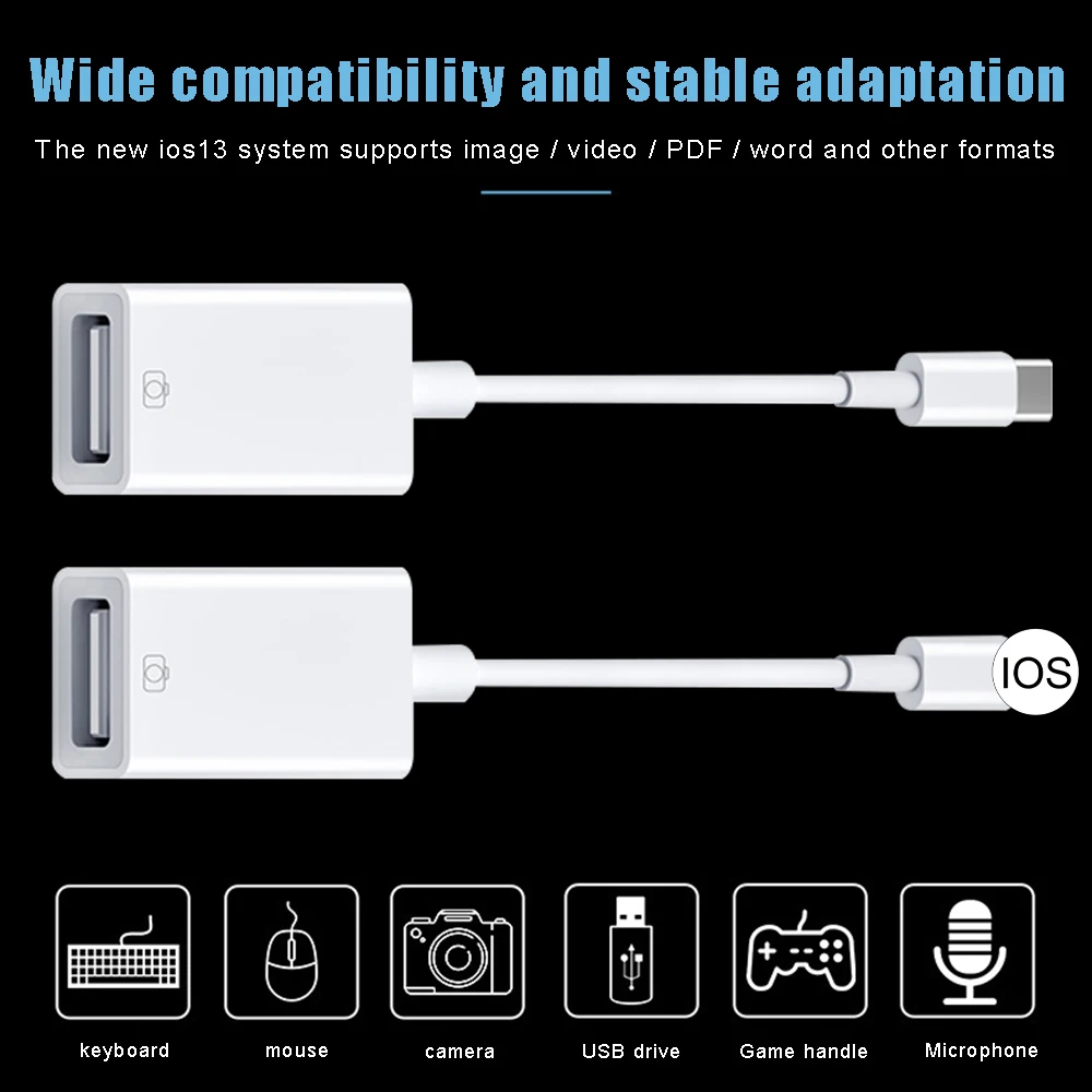

OTG Adapter USB Card Reader 500mA High Current for Iphone Ipad U Disk Mouse Keyboard Camera Gamepad Microphone Adapter Cable