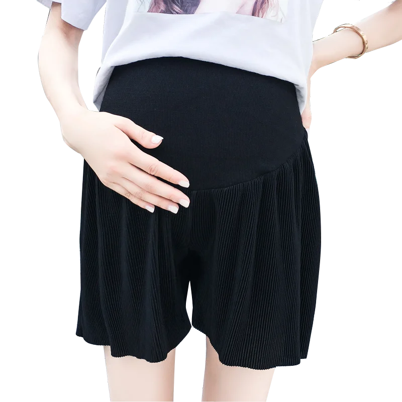 

6839# Summer Thin Pleated Chiffon Maternity Shorts Wide Leg Loose Hot Belly Shorts for Pregnant Women Pregnancy Home Wear