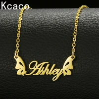 kcaco letter personalized necklace custom new simple name love double butterflly pendant necklaces gold plated women gift