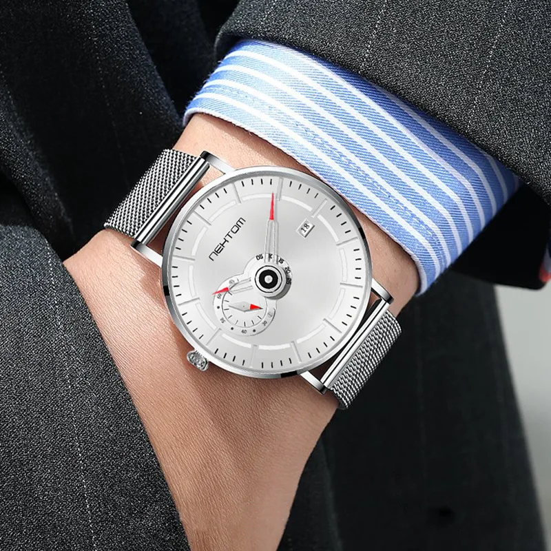 

Watch for Men Ultra-Thin Waterproof Quartz Watch Bauhaus Style Strap Watch