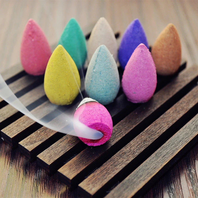 

Colorful Incense Cones For Backflow Tower Accessories Bullet Shape Incense Rose Lemon Natural Sandalwood Tea Agarwood