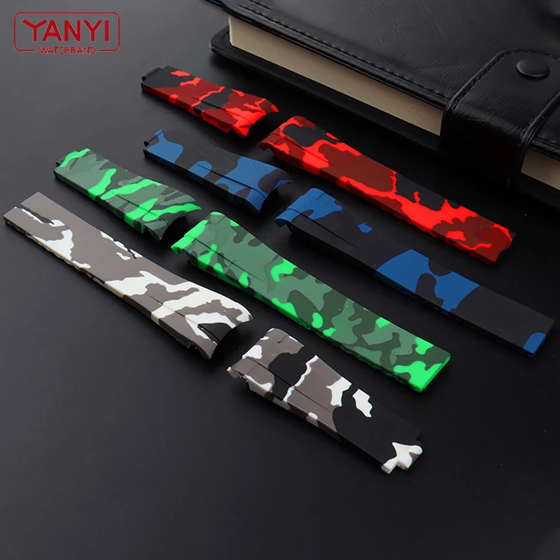 Silicone Rubber watch band 20mm Watchband for ro-lex Diving waterproof bracelet camouflage color wholesale wristband strap