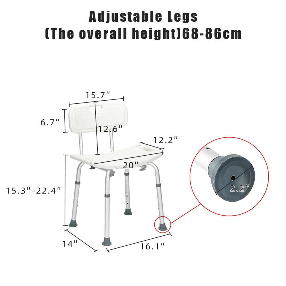 

Aluminum Alloy Lifting Bath Chair 8 Files With Backrest PE Seat Stool For Elderly Pregnant Shower Chair Stool