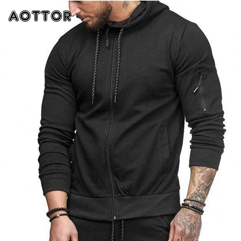 

New Fashion Zipper Men Hoodies Spring Autumn Casual Fleece Coats Male Hooded Sweatshirts Sportswear Outwear Slim Fit Hoody