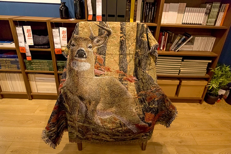 

Vintage Tapestry American Deer Sofa Blanket Wall Hanging Wallcovering Living Room Tapiz Pared Tela Bedroom Decoration ED50GT