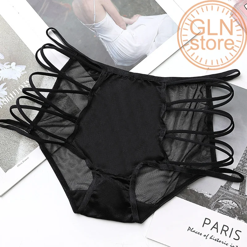 

Ladies Panties Hollow Temptation Boxer Briefs Transparent Sexy High Elastic Large Size Lace Mesh Ice Silk Women Nylon 207