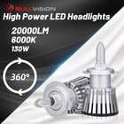 Светодиодные Автомобильные лампы Bullvision H7 светильник K CSP, светодиодный чип H11 H8 H9 6000 9005 HB3 HB4 9006 Вт 12 в 130 лм для линз проектора, светильник РА
