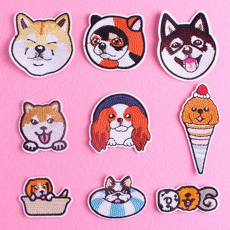 Нашивки с вышивкой милой собаки для одежды Тедди Хаски полосы наклейки утюгом