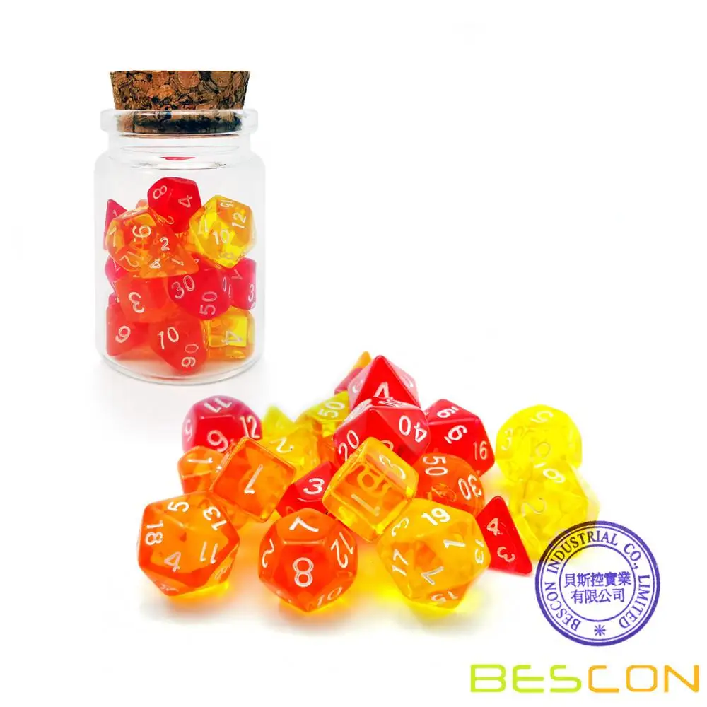 Bescon Mini Dice Gem Set 21pcs -21 Gem Mini Polyhedral Dice, 3 colors in Complete Set of 7, Miniature 10MM Dice Size
