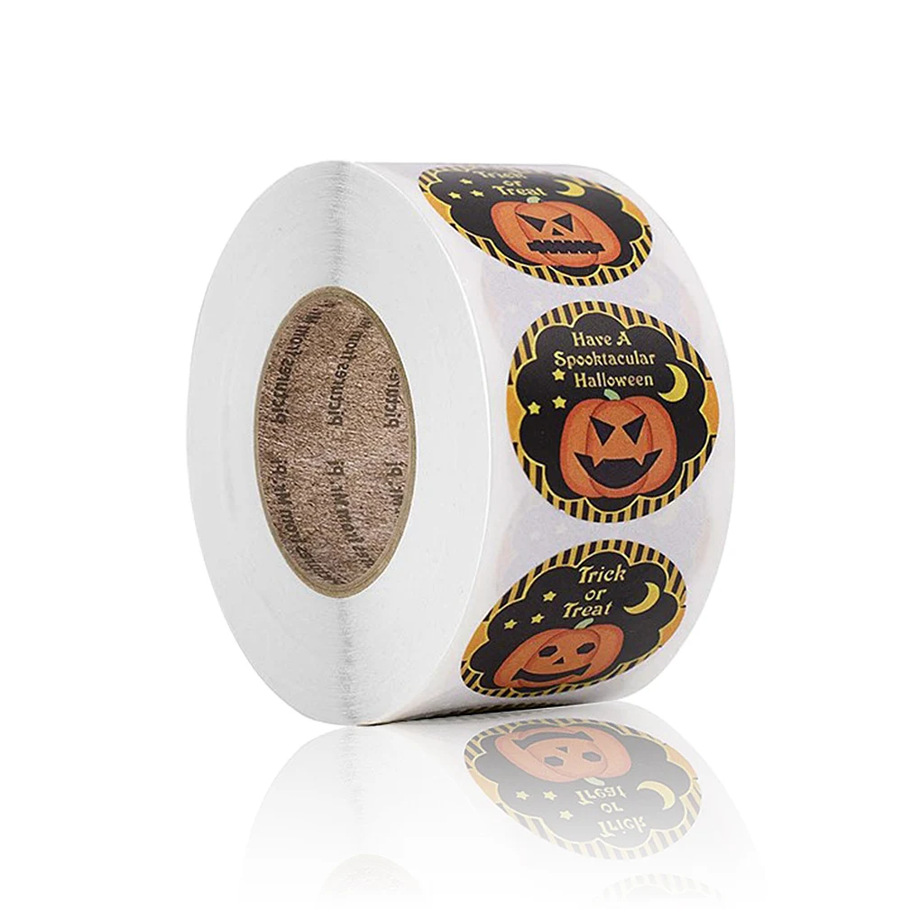 500 Pieces/Roll Labels DIY Halloween Pumpkin Printed Self-Adhesive Stickers Envelope Bag Seals For Festival Decor |