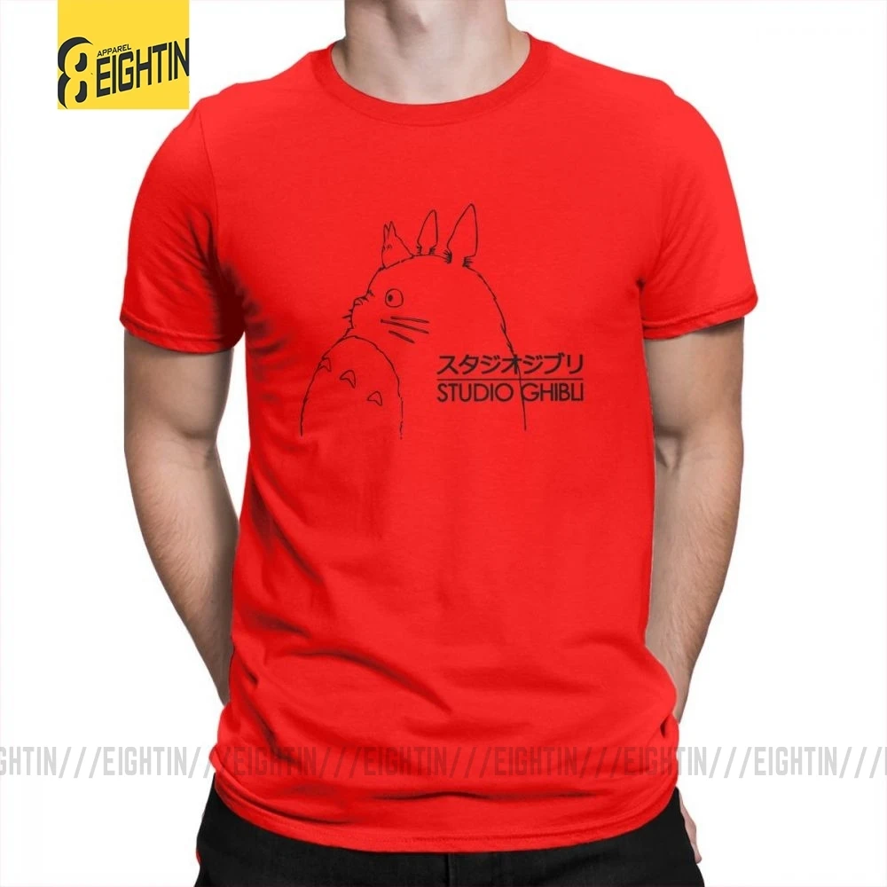My neighit Totoro Studio Ghibli TotoroT-футболки Хаяо Миядзаки, мужские футболки с коротким рукавом, летняя одежда, футболки из чистого хлопка - Цвет: Красный