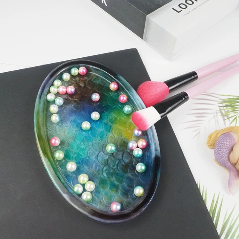 

Ocean Fish Scale Oval Tray Crystal Epoxy Resin Mold Fruit Plate Silicone Mould P9YF