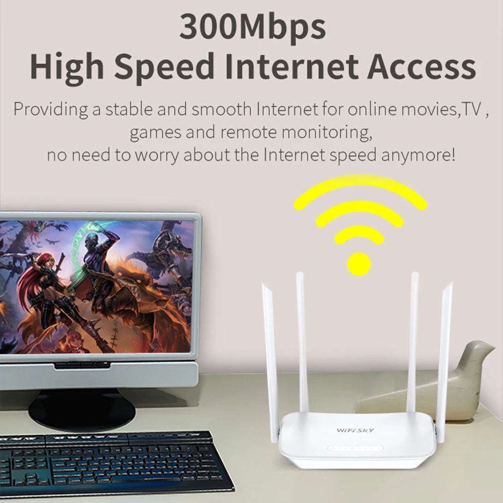 WS-R640 4G Беспроводной маршрутизатор 300 Мбит/с 2 4 ГГц Wi-Fi аппарат не привязан к