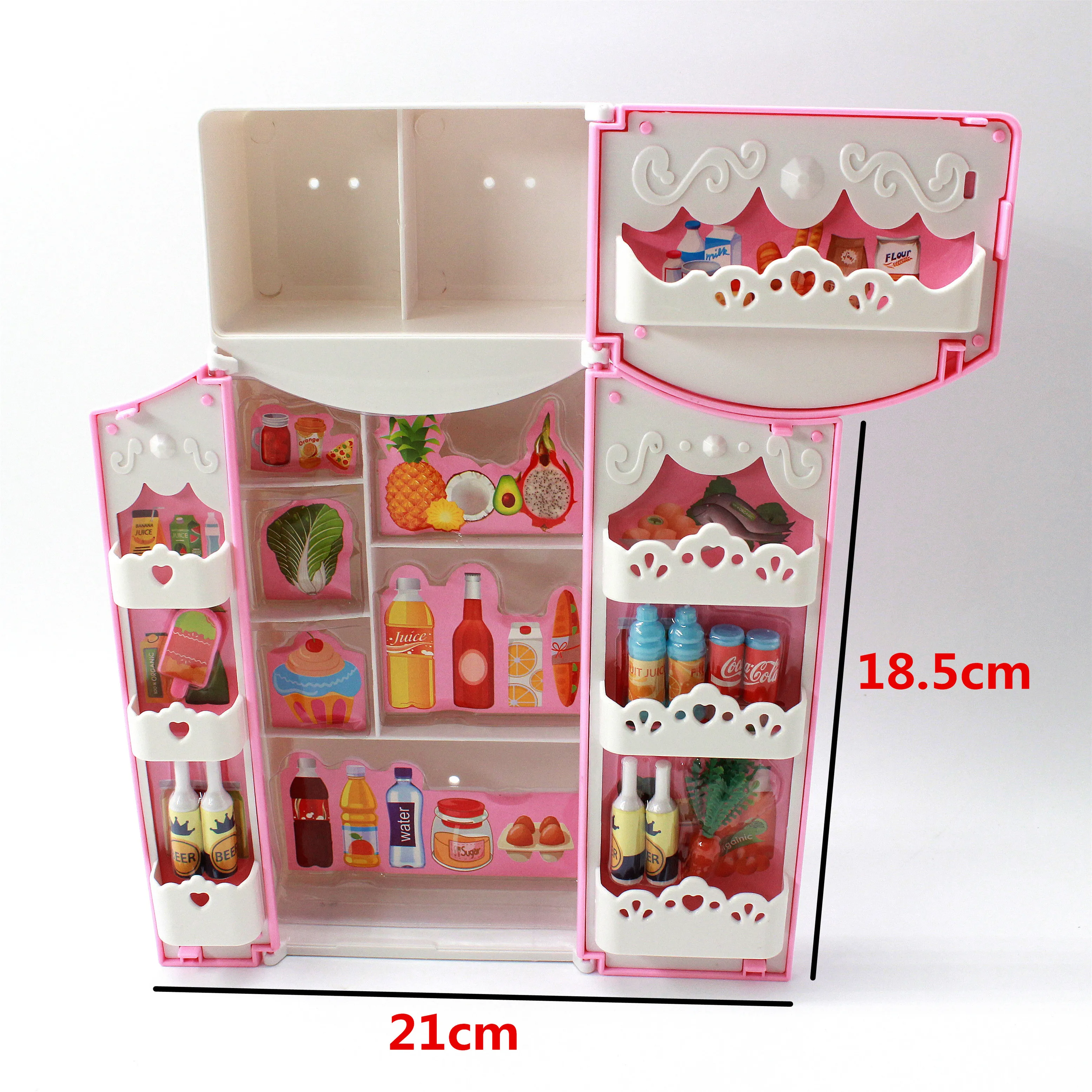 

1 Pcs 60cm Doll fridge fashion Furniture kitchen Refrigerator For barbie accessories For Bjd Doll dream house Play Toys B88