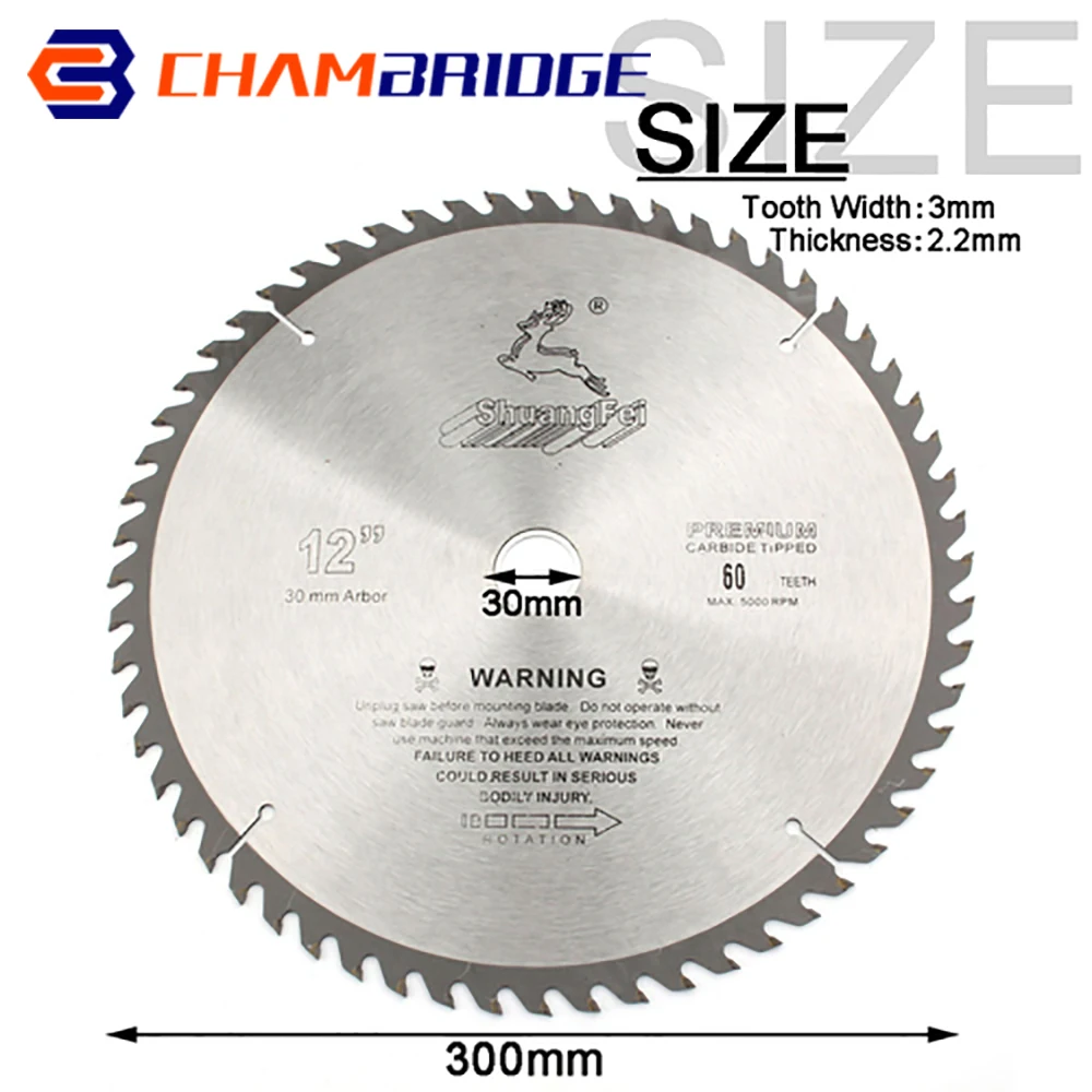 Диск твердосплавный для циркулярной пилы TCT 300 мм 12 дюймов дерева и алюминия