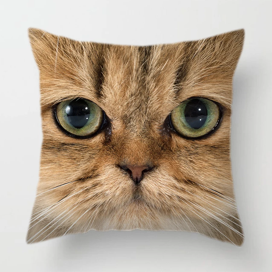 

Cute Pet Cat Face Decorative Animal Cushion Cover Sofa Vintage Black and White Home Couch Pillows Case Living Room Decoration