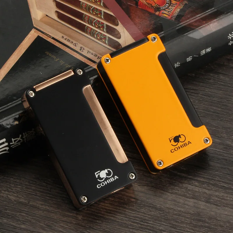 COHIBA дорожная Зажигалка для сигар металлические аксессуары фонарь зажигалка