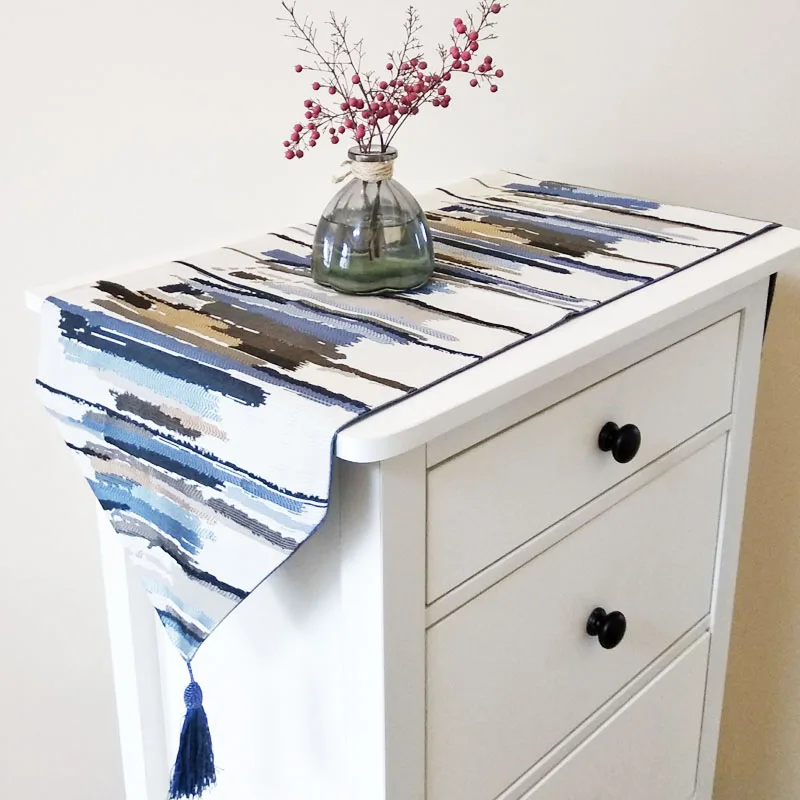 

Modern Simplicity Personality Stripes Printing Table Runner Coffee Table TV Cabinet Hotel Decorative Table Runner Flax Runner