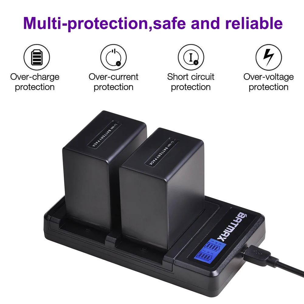 2 аккумулятора на 3900 мАч NP-FV100 NP FV100 + зарядное устройство с двумя USB-портами и