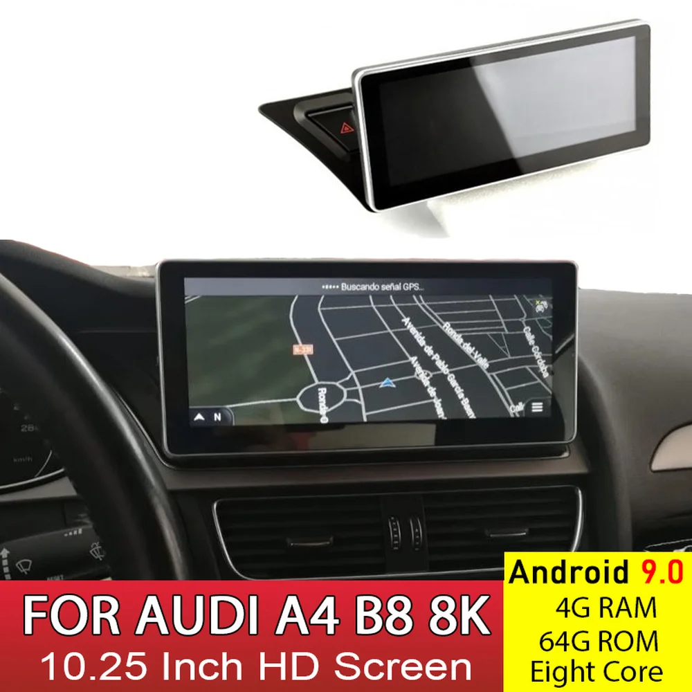 

10,2 дюймов Android 9,0 MMI 2,5G 3G автомобильный мультимедийный плеер 4G + 64G GPS навигация 8K сенсорный экран для 2009-2016 AUDI A4 B8