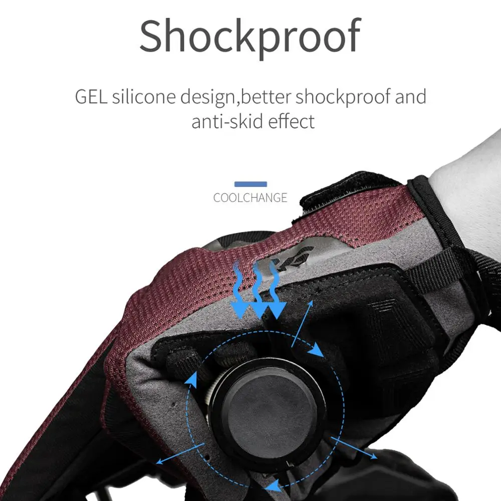 Coolchange Cycling Gloves Full Finger Touch Screen Bicycle Shockproof GEL Gloves MTB Bike Gloves перчатки Outdoor Bicycle Gloves