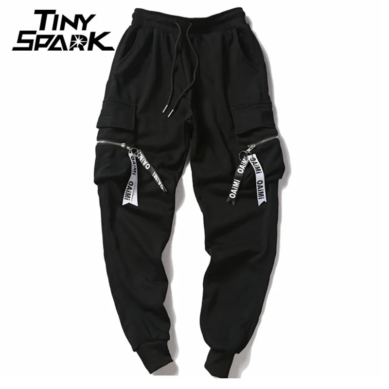 Мужские спортивные штаны на молнии повседневные в стиле хип хоп с карманами|zipper
