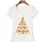 Новая летняя модная женская футболка Corgi с коротким рукавом Рождественская елка Счастливого Рождества корги милые повседневные топы для девочек крутые детские белые футболки