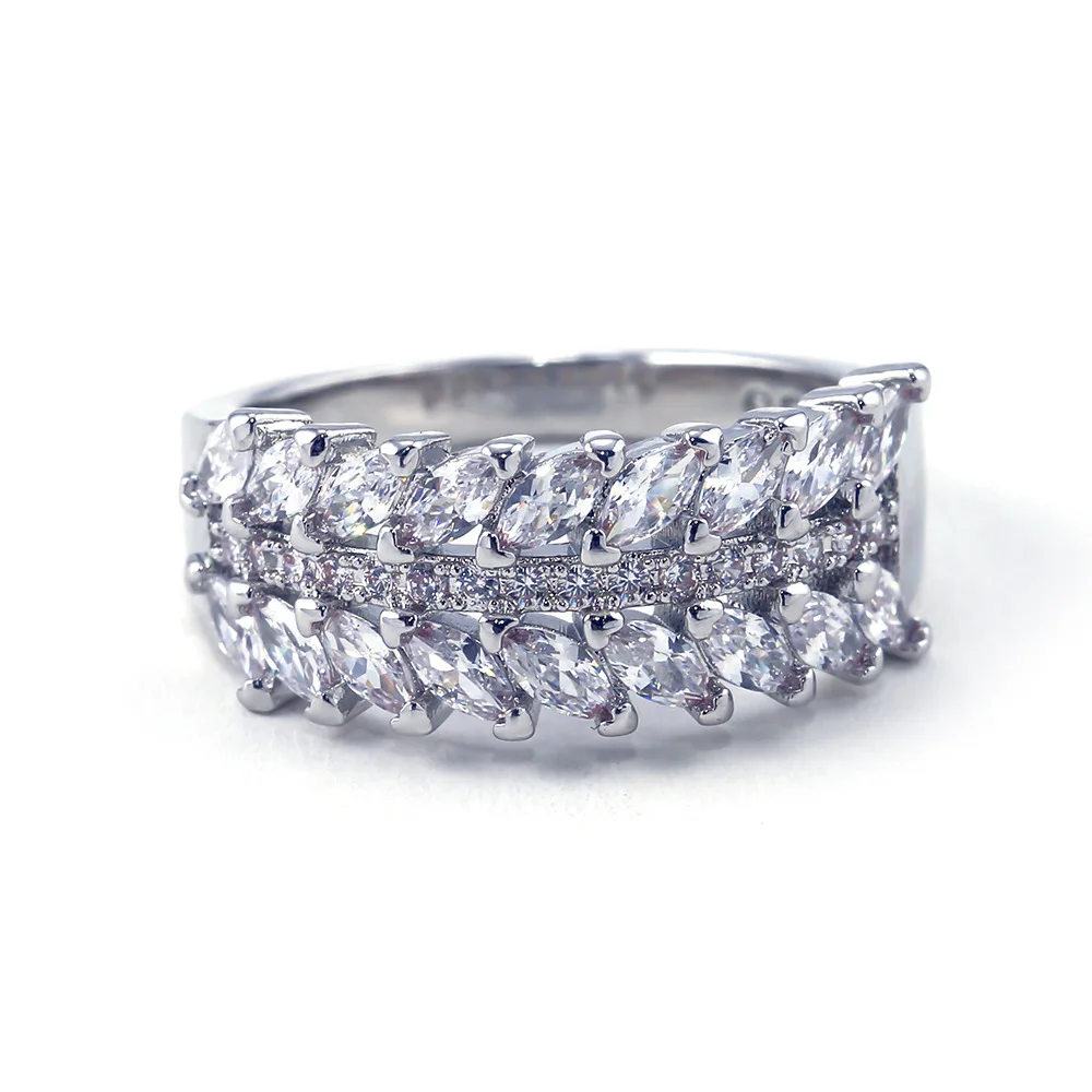 Женское Двухрядное кольцо с цирконом Visisap роскошное обручальное овальным камнем