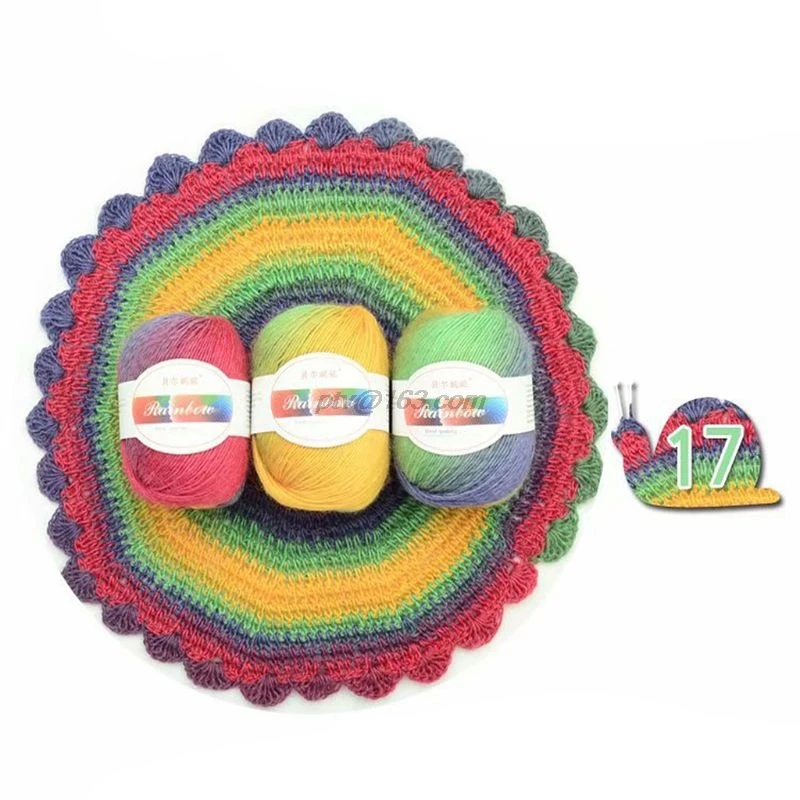 Мягкая камвольная пряжа радужные градиентные цвета для рукоделия шаль шарф