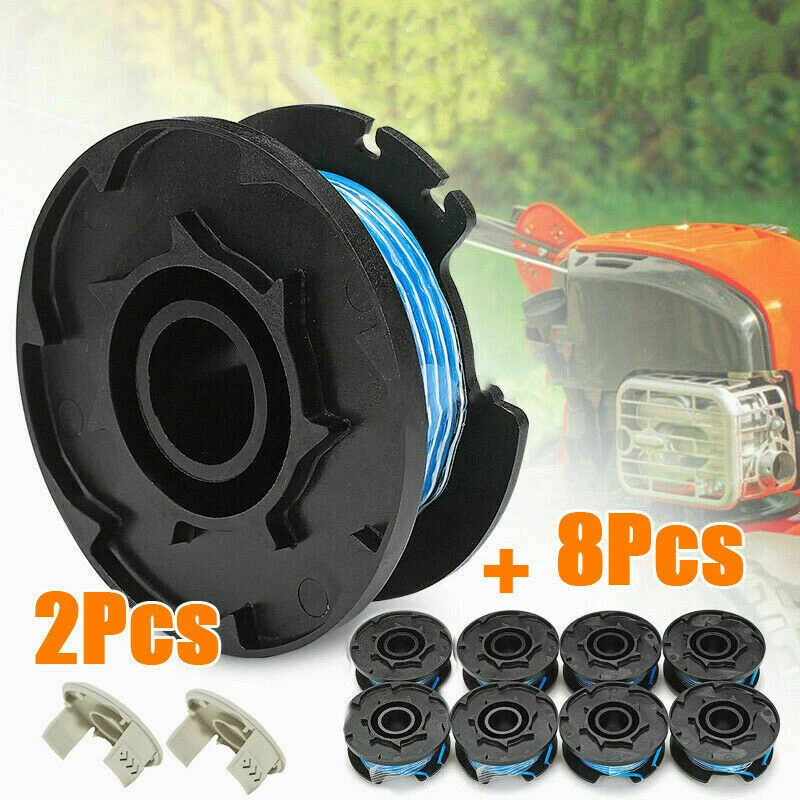 

8Pcs Line Spool & 2pcs Spool Cover for Ryobi Grass Trimmer Grass Trimmer Coil Strimmer Line Grass Trimmer Head Line String