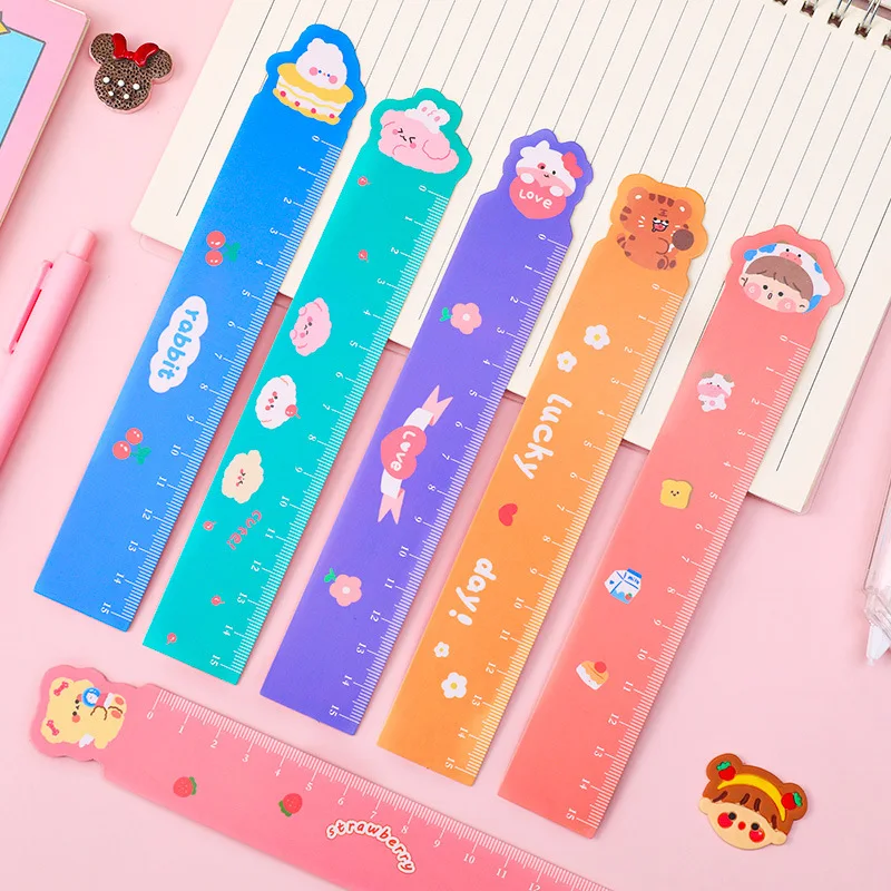 

6pcs/set Cute Special-shaped Pet Paper Ruler Primary School Stationery Painting 15cm Measuring Ruler Office Learning Scale