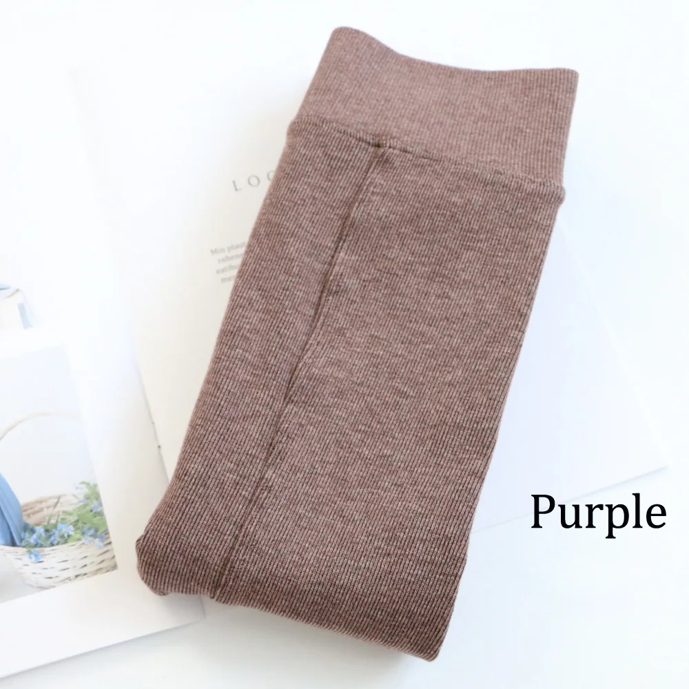 purple Японские корейские Популярные Теплые мягкие шерстяные колготки на осень и зиму, хлопковые однотонные колготки, эластичные кашемировые брюки кремового цвета, цвета хаки, верблюжьего, серого цвета - Color: purple