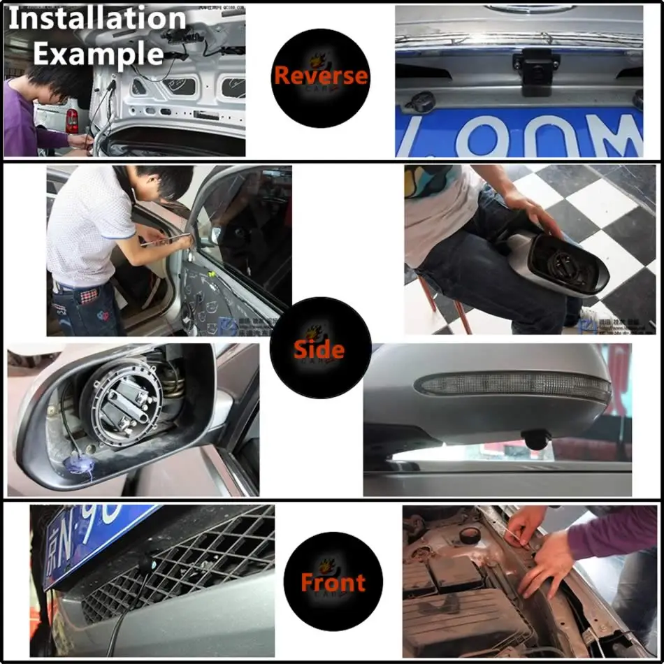 Передняя/задняя камера заднего вида/боковая направляющая для парковки, запасная камера, штекер RCA, широкоугольный Водонепроницаемый автомобильный монитор, головное устройство