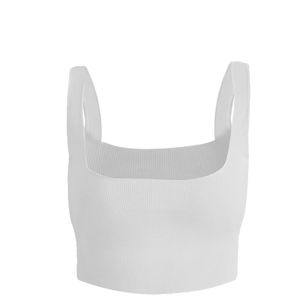 

Summer White Tank Top Brown Black Corset Top Casual Wild Simple Solid Camisole Pit Strip Ribbed Women's Tube Top Fashion T-shirt