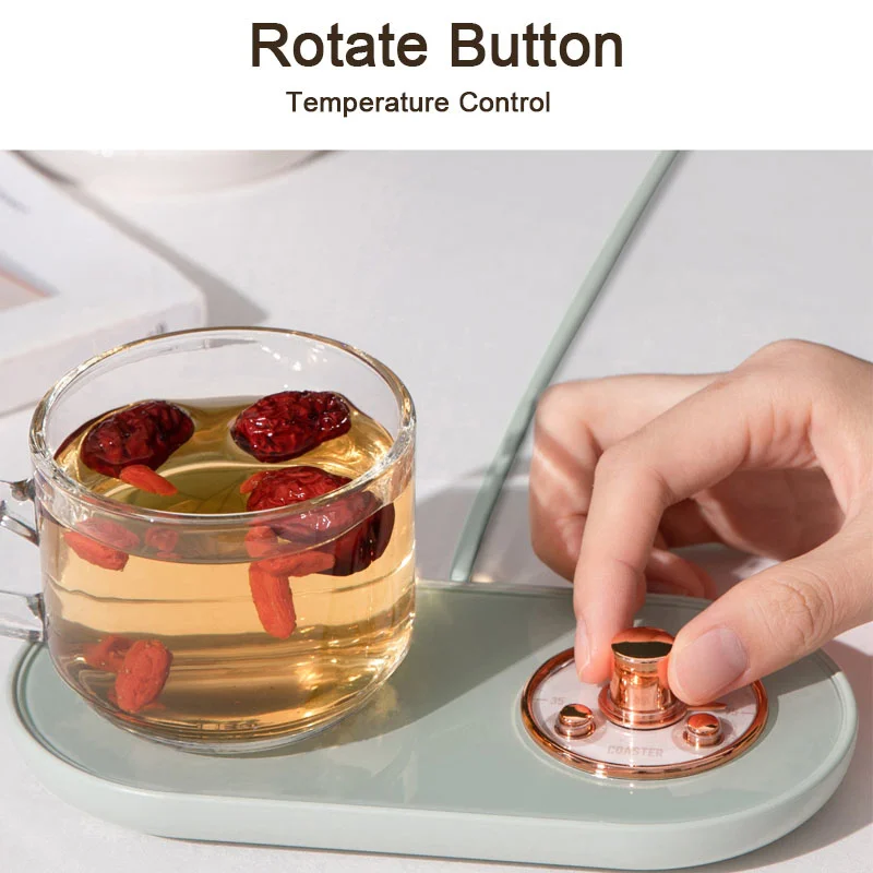 

Office Home USB Retro Electric Beverage Coffee Cup Warmer for Milk Tea Cocoa Water 5 Temperatures with Timer Mug Heating Plate
