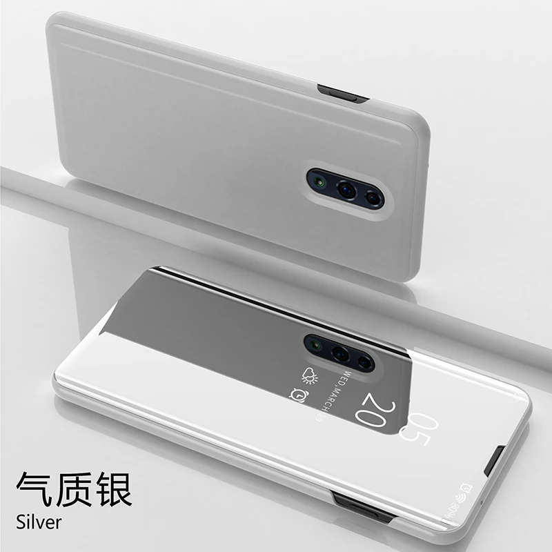 Зеркальный чехол для Oppo Realme 3 Pro C2 флип кейсы 5 из кожи + пластика защитный в виде