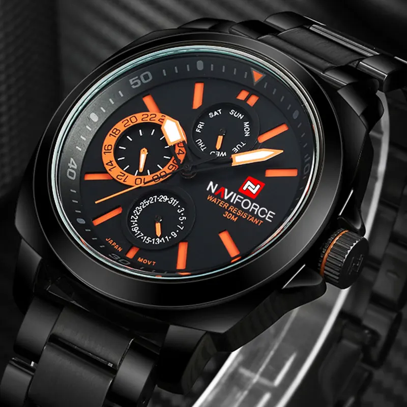 Часы наручные NAVIFORCE Мужские кварцевые с хронографом роскошные спортивные