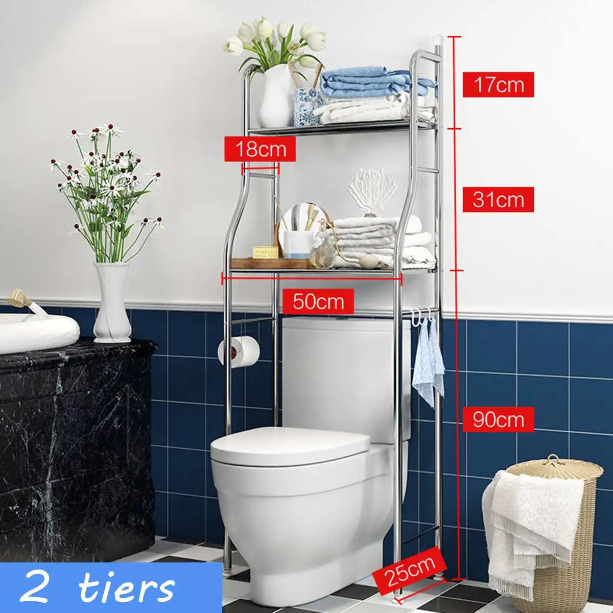 

Over The Rack Stainless Steel Toilet Cabinet Shelving Kitchen Washing Machine Rack Bathroom Space Saver Shelf Organizer Holder