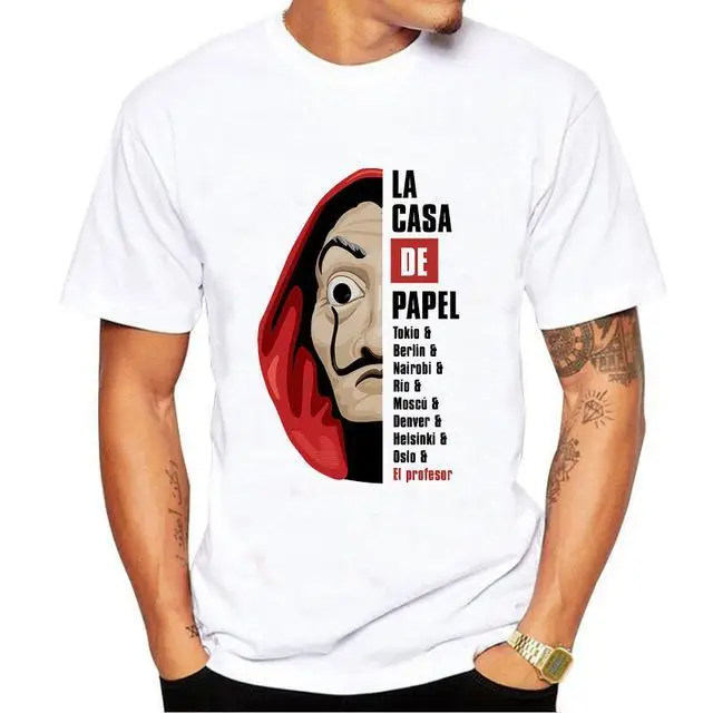 Футболка мужская с забавным дизайном тенниска надписью La Casa De Papel майка коротким