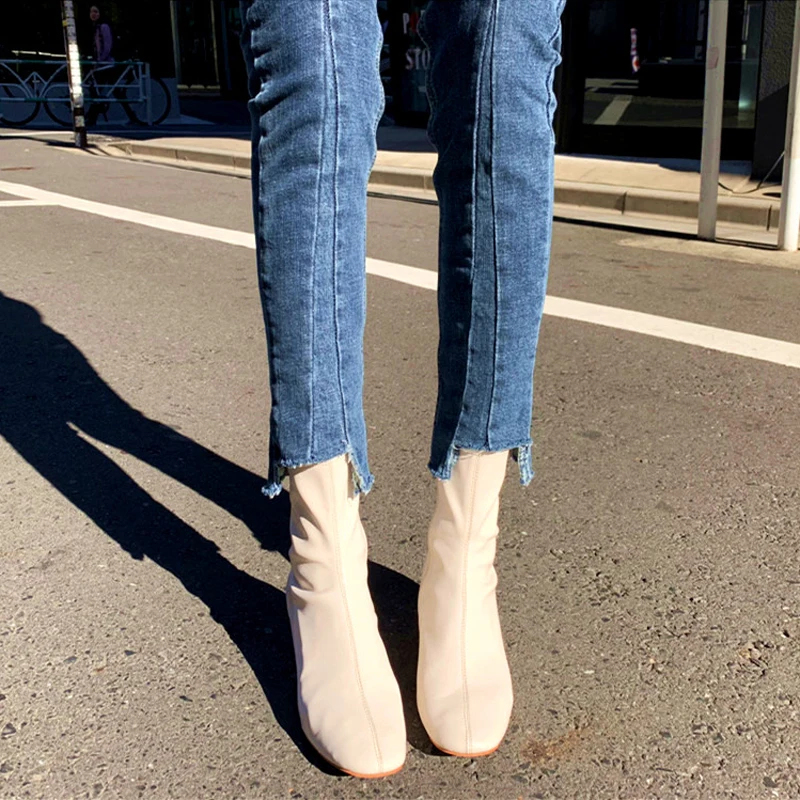 Хай-стрит нерегулярных стрейч джинсы из денима в стиле пэчворк Для женщин узкие с