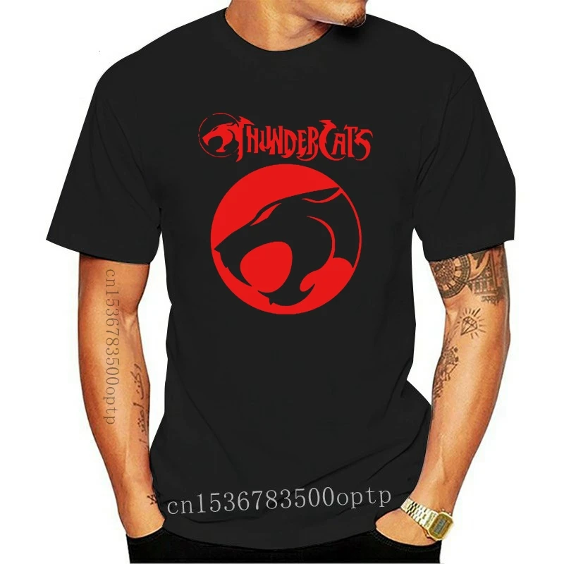 

Design Men's Short-sleeved T-shirt THUNDERCATS Black Red LOGO T Shirt Mens Funny Tshirts
