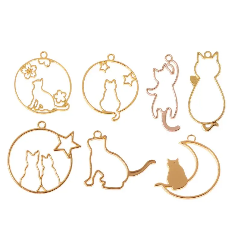 

14Pcs Pet Cat Blank Pendant UV Resin Frame Open Bezel Setting For Jewelry Making