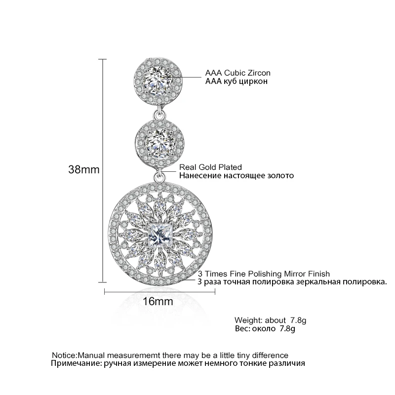 ZAKOL изысканные сферические круглые фианиты цветочные серьги-капли свадебные